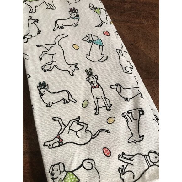 Isaac Mizrahi Other - Dogs as Bunny Rabbits Kitchen Towels Set Easter Spring Garden New Isaac Mizrahi